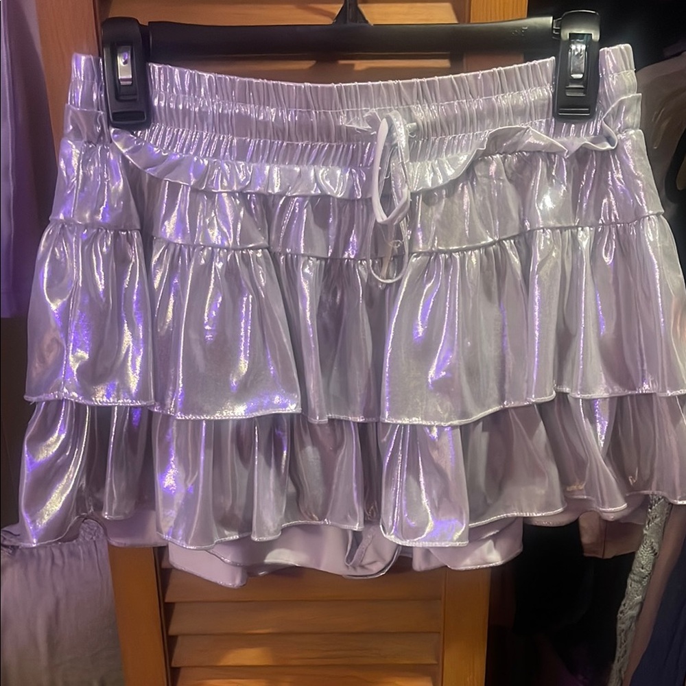Shimmering Silver Ruffle Skirt